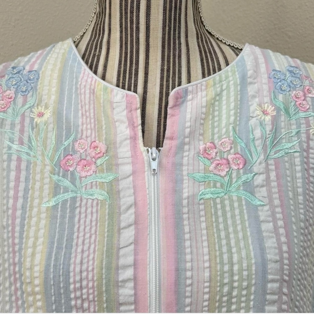 Vintage Colette By Miss Elaine Pastel Seersucker … - image 3